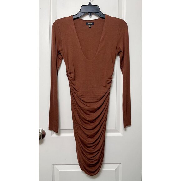 New AFRM Afton Ruched Long Sleeve Jersey Minidress Size M - Picture 5 of 11